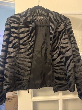 Ferrari Black and Gray Zebra Teddy Jacket
